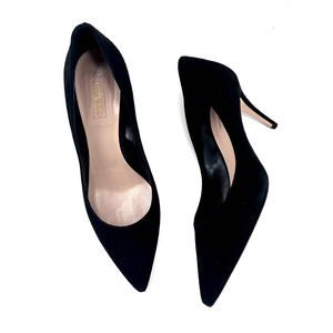 SEBASTIAN Italy Pumps Suede Leather Black Heels Women's Sz 39.5 / 9.5 NIB $600